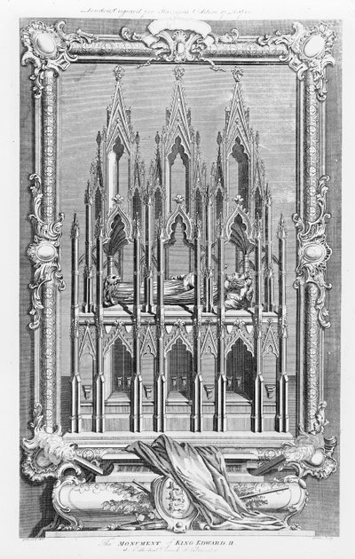 Het monument van Edward II (1284-1327) in de kathedraal van Gloucester door Hubert Francois Gravelot